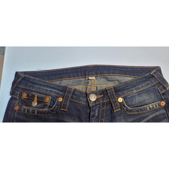 True Religion Jeans Womens 29X 32  Blue Low Rise Distressed Skinny Vintage Y2K - Picture 7 of 12